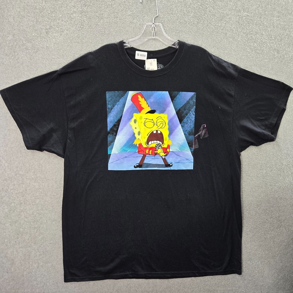 Spongebob Squarepants Men Shirt‎ 2XL Black Logo Singing Graphic Tee